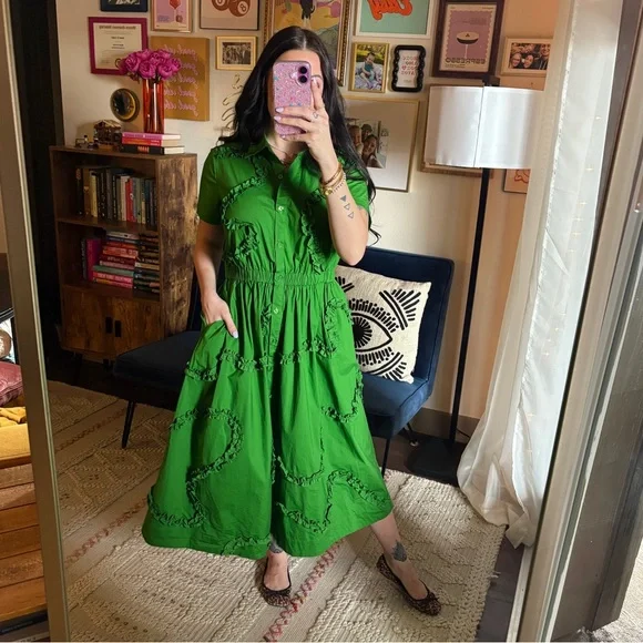 Kate Spade x Target Green Ruffled Midi Dress